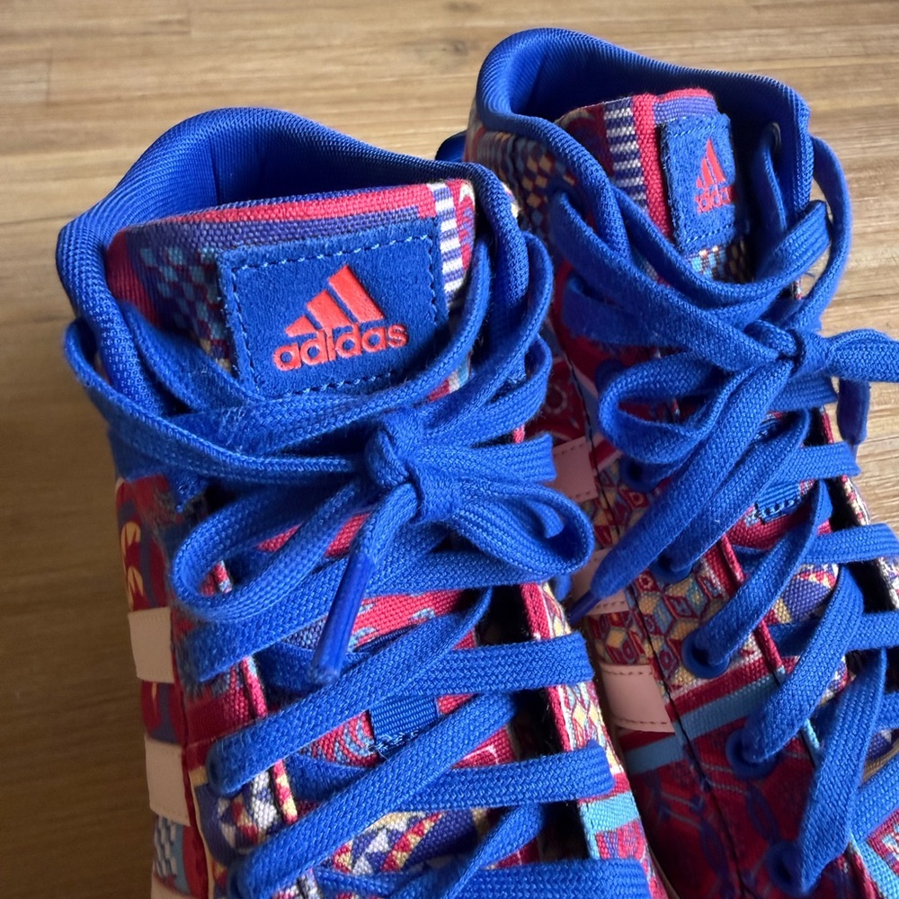 adidas High-Top Platform Sneakers in Red, Blue, Pink - Picture 9 of 15